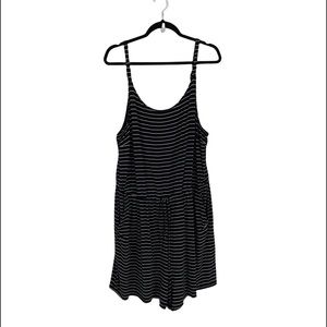 Torrid Plus Jersey Super Soft Black And White Stripe Drawstring Waisted Romper